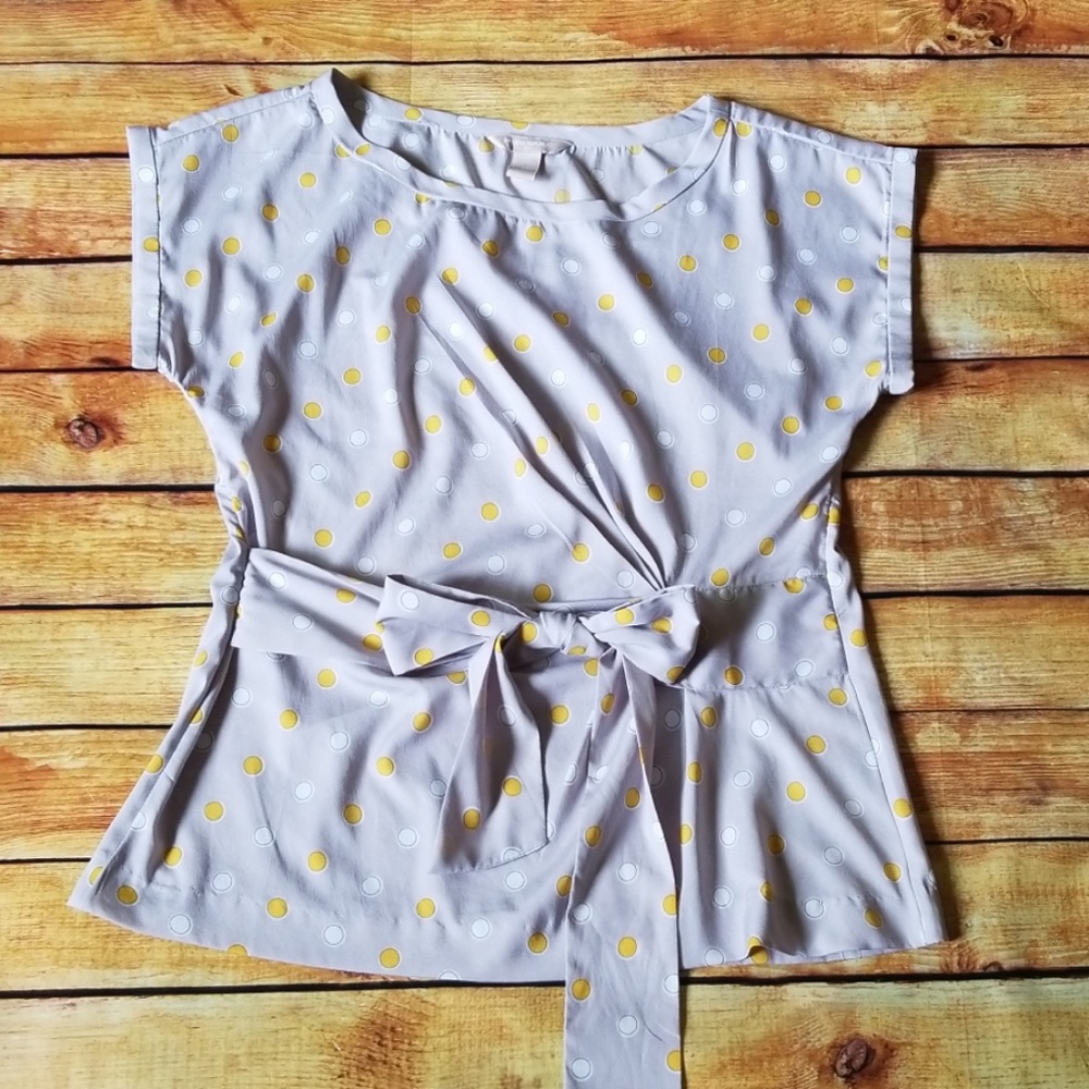 🔴SALE Banana Republic Gray & Yellow Blouse, M - Picture 3 of 8